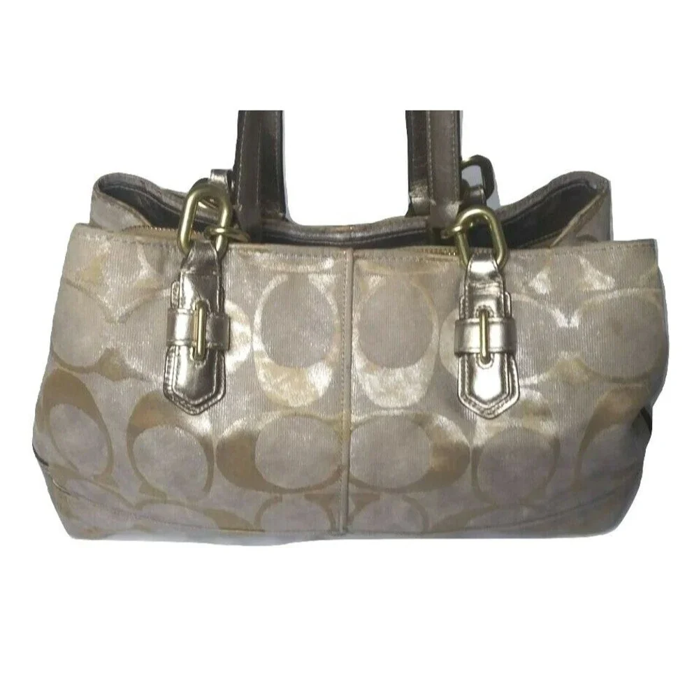 Vintage Coach Chelsea Patina Signature Jayden 18687 Gold Khaki Handbag